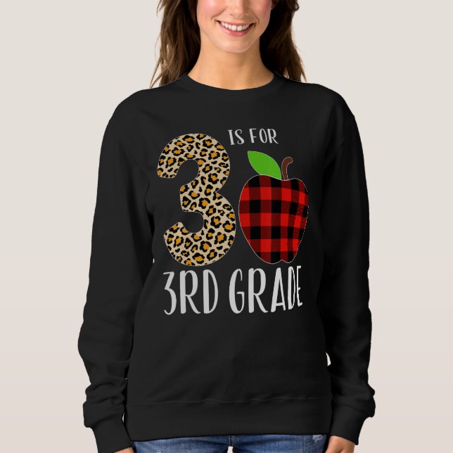 Camiseta 3 Is For 3rd Grade Teacher Leopard Buffalo Plaid S (Frente)