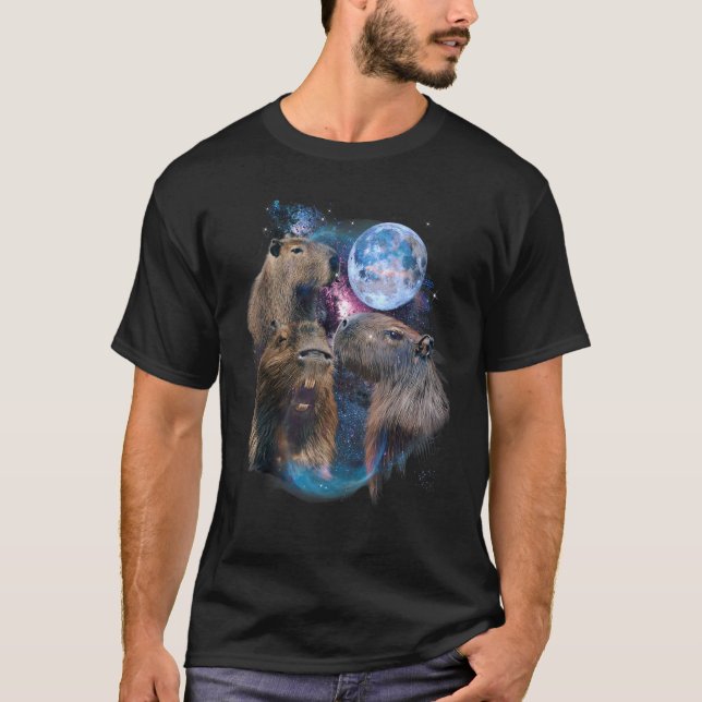 Camiseta 3 Lua Capybara Funny Capibara Rodent Amante de os  (Frente)