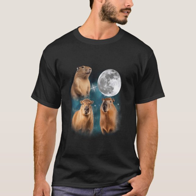 Camiseta 3 Lua Capybara Funny Capibara Rodent Amante de os  (Frente)