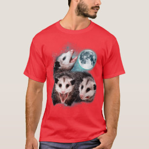 Camiseta 3 Lua de Gambá Gambá Uivando Cabeça Engraçado Para
