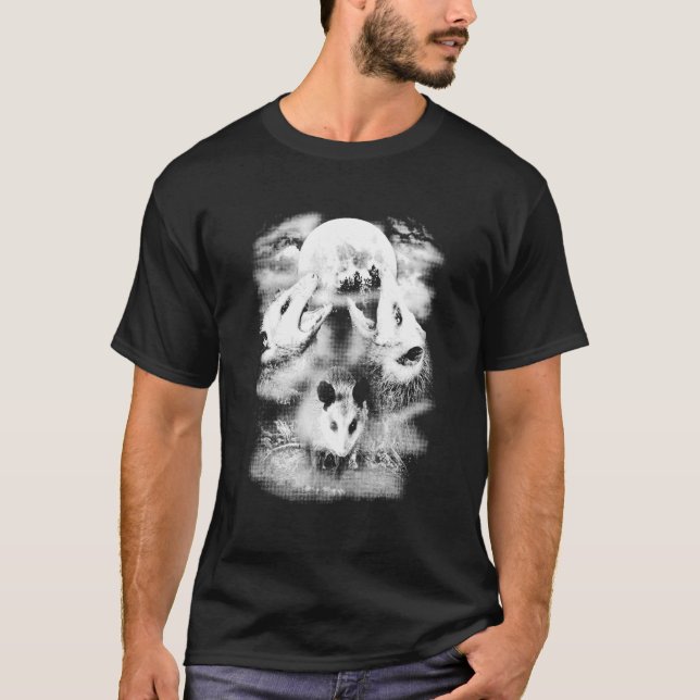 Camiseta 3 Lua Opposum Com 3 Luas Possíveis E Morto (Frente)