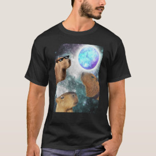 Camiseta 3 Luas Capybaras Space Rodent Animal Parody