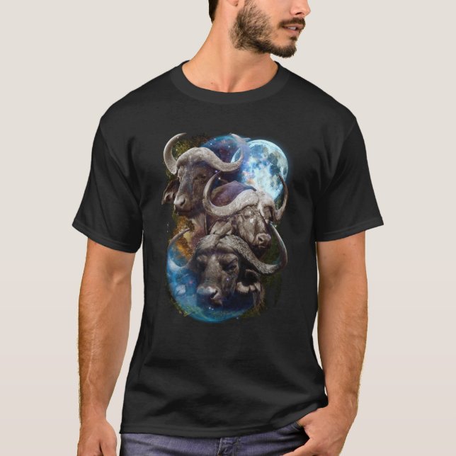 Camiseta 3 Moon Buffalo Bison Graphic Animal (Frente)