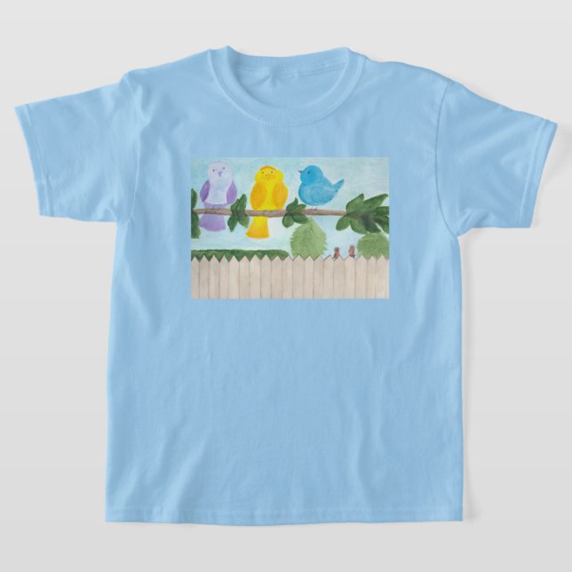 Camiseta 3 Pássaros Coloridos (Postura )