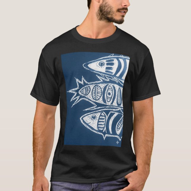 Camiseta 3 Peixes Azuis (Frente)