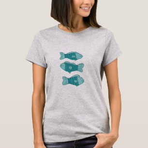 Camiseta 3 peixes na ilustração