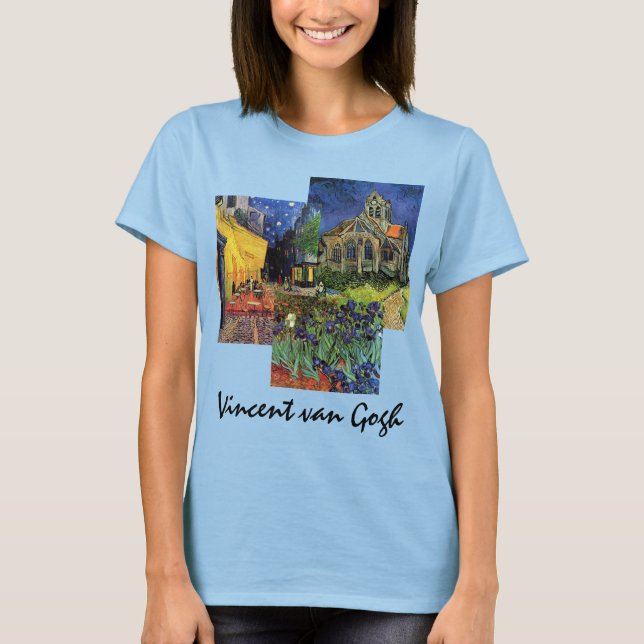 Camiseta 3 pinturas Famosos Vintage van Gogh diferentes (Frente)