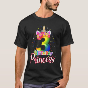 Camiseta 3 Princesa De Aniversário Unicórn, 3 Anos De Ida