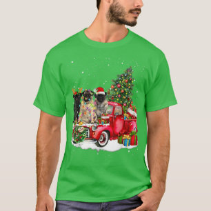 Camiseta 3 Pug Caminhão Árvore de Natal Luzes Rena Papai No
