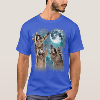 Camiseta 3 Raccoon Moon Howling Raccoon Engraçado Presente 