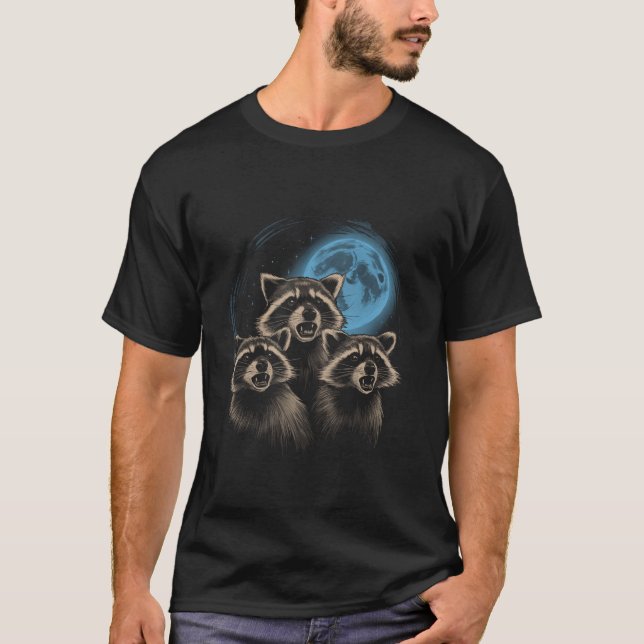 Camiseta 3 Racoon Moon Howcoon Head Engraçado Por Homens W (Frente)