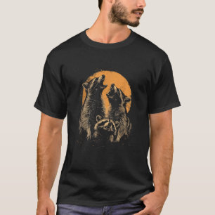 Camiseta 3 Racoon Moon Howling Raccoon Engraçado Memória Gr