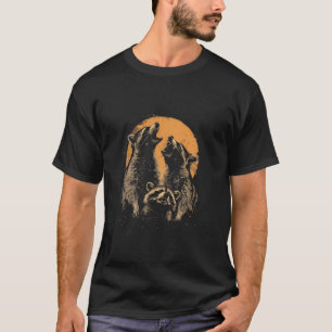 Camiseta 3 Racoon Moon Howling Raccoon Engraçado Memória Gr