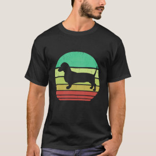 Camiseta 3 Retro Vintage Pôr do Sol Doxie Raça de Cachorro