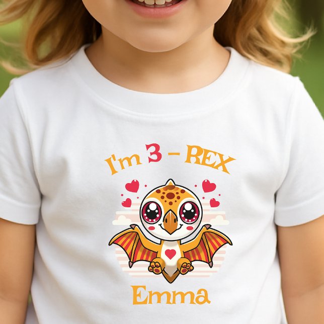 Camiseta 3-Rex Birthday Shirt – Custom Name Gift (Criador carregado)