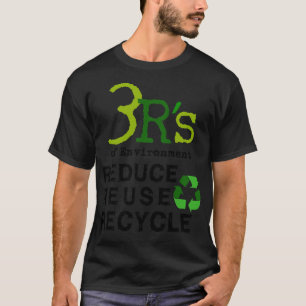 Camiseta 3 Rs de ambiente Reduza o Reciclar de reutilização