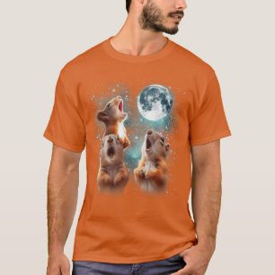 Camiseta 3 Squirrel Moon Esquilo Uivando Cabeça Divertida p