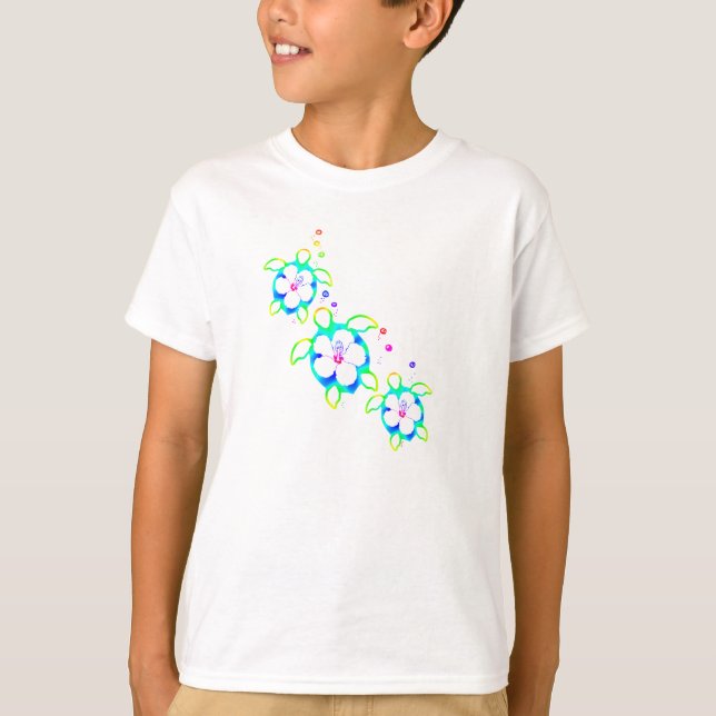Camiseta 3 tartarugas tingidas laço de Honu (Frente)
