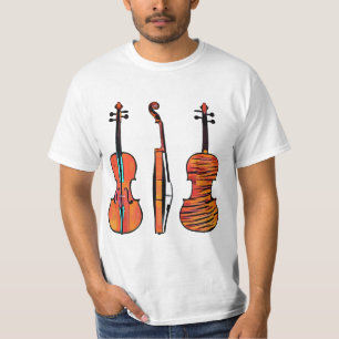 Camiseta 3 violinos Instrumentos musicais originais Pop Art
