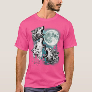 Camiseta 3 Wolf Moon Howling Wolf Head Lobos Engraçados