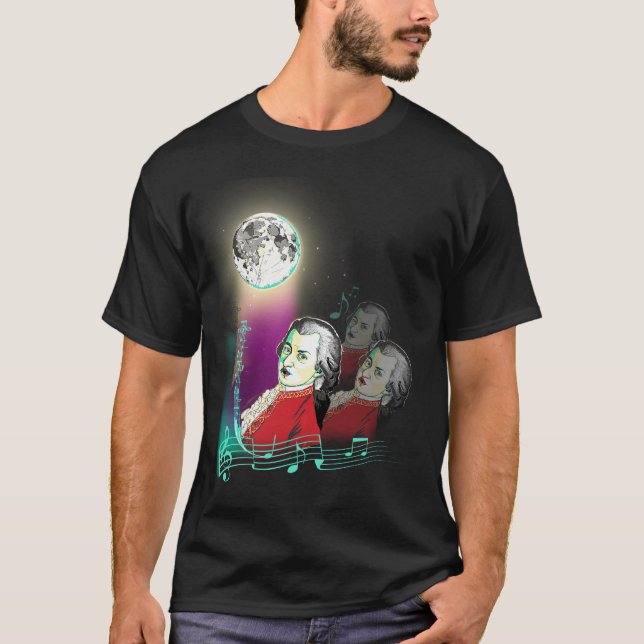 Camiseta 3 Wolfgang Amadeus Mozarts e lua (Frente)