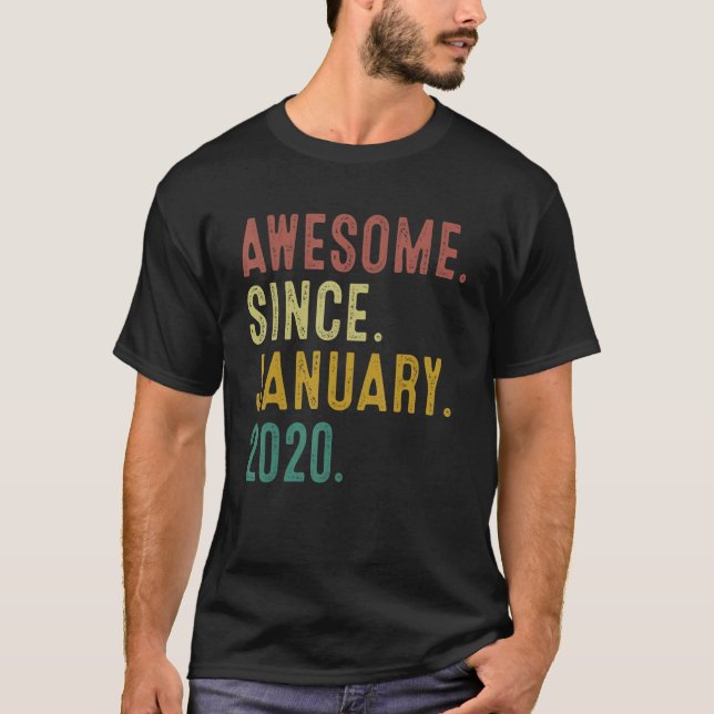 Camiseta 3 Years Old Awesome Since January 2020 3rd Birthda (Frente)