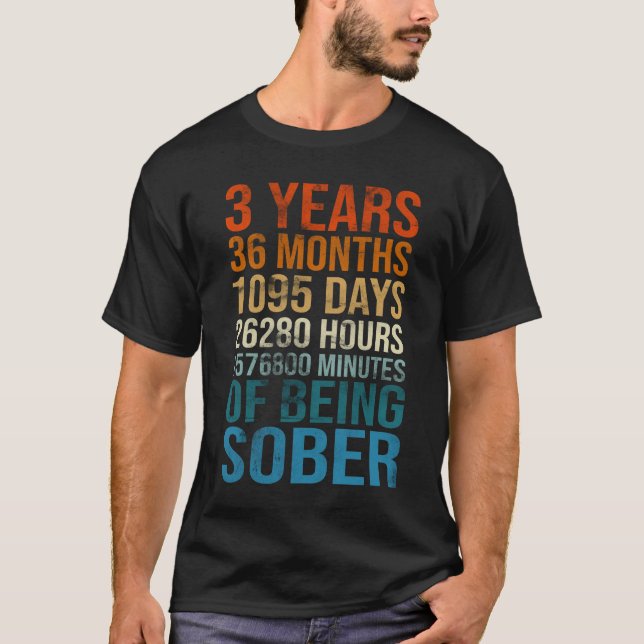 Camiseta 3 Years Sober Celebration Sober Sobriety Recovery  (Frente)