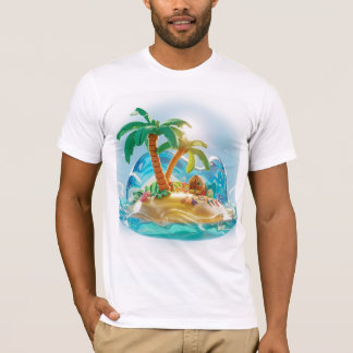 Camiseta 3D Composição de uma Ilha Tropical no Verão