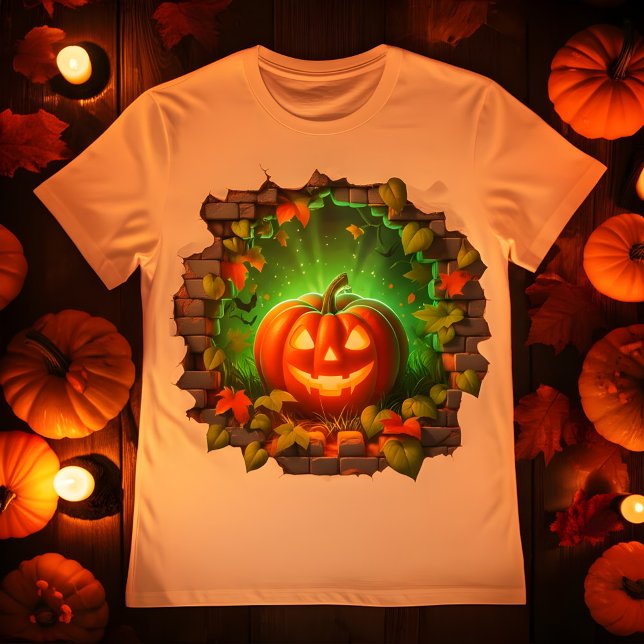 Camiseta 3d Design de Abóbora de Halloween (Criador carregado)
