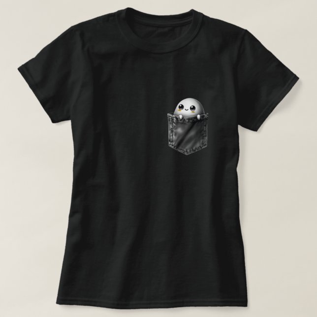 Camiseta 3d Fantasma De Halloween Em Design De Bolso (Frente do Design)