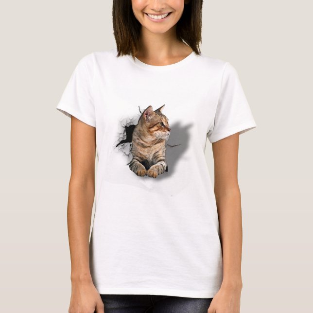 Camiseta 3d Gato bonito e engraçado (Frente)