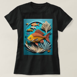 Camiseta 3D Papel e Design de peixe