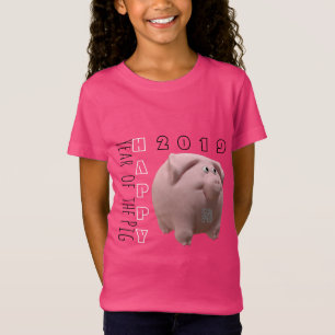 Camiseta 3D Porco Chinês Engraçado Ano Novo 2019 Rapariga T