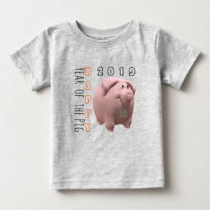 Camiseta 3D Porco Engraçado Chinês Personalizado Ano Bebê 2