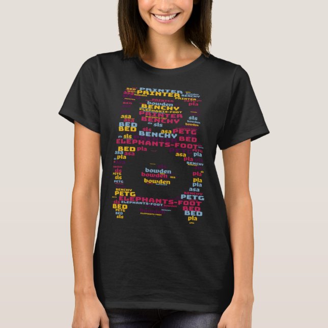 Camiseta 3D Printer hot end word cloud  3 (Frente)