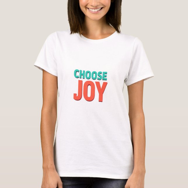 Camiseta 3D Rendered Text Graphic – “CHOOSE JOY” in Teal an (Frente)