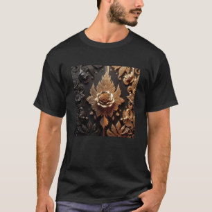 Camiseta 3d Rosas pretos Dourados nº 10 adesivos