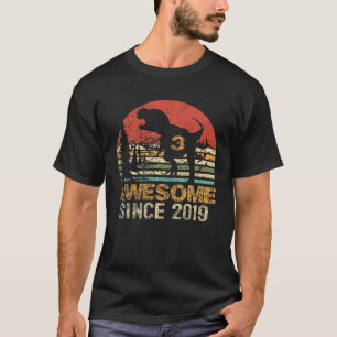 Camiseta 3Rd Birthday Dinosaur Awesome 2019 T Rex 3 Year Ol