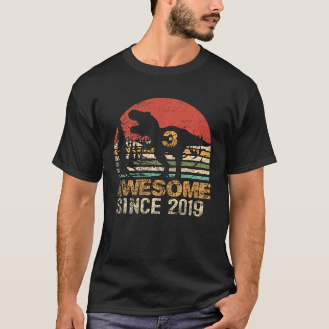 Camiseta 3Rd Birthday Dinosaur T Rex 3 Year Old Awesome Sin (Frente)