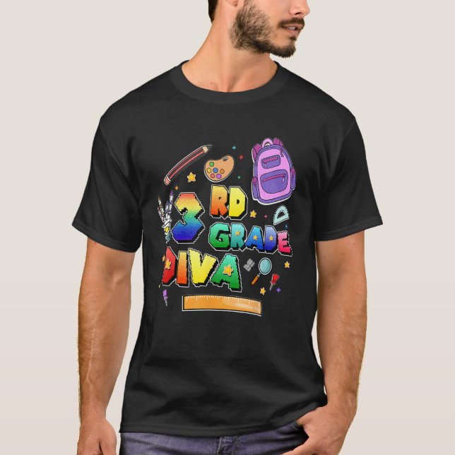 Camiseta 3rd Grade Diva Back To School First Day of School  (Frente)