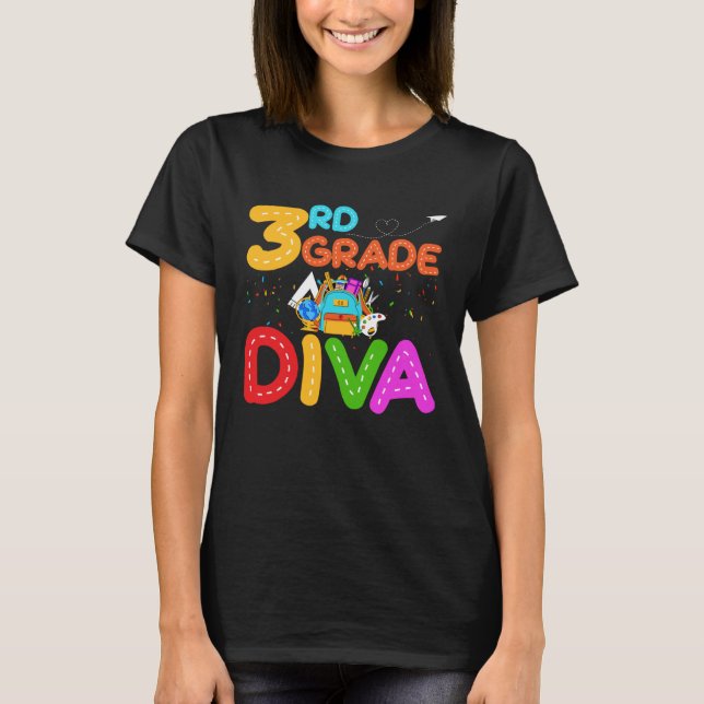 Camiseta 3rd Grade Diva First Day of School (Frente)