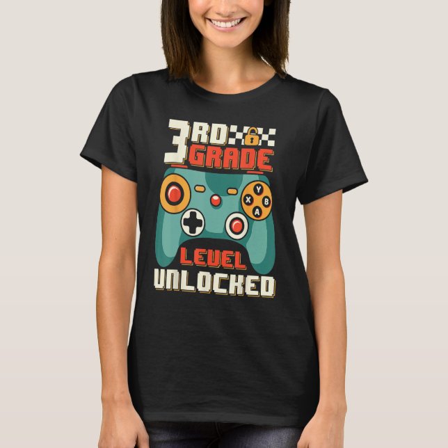 Camiseta 3rd Grade Level Unlocked Video Game Back To School (Frente)
