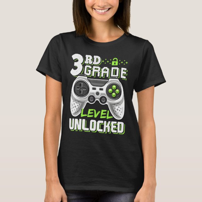 Camiseta 3rd Grade Level Unlocked Video Game Back To School (Frente)