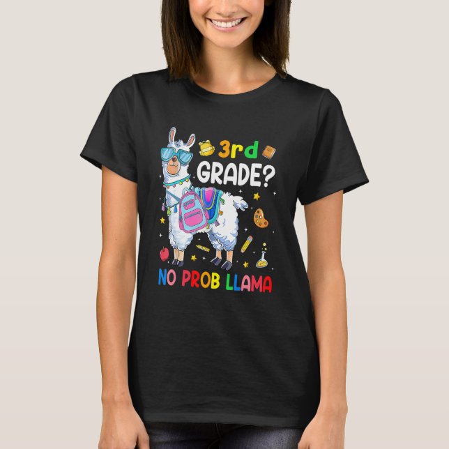 Camiseta 3rd Grade No Prob Llama  Back To School Outfit (Frente)