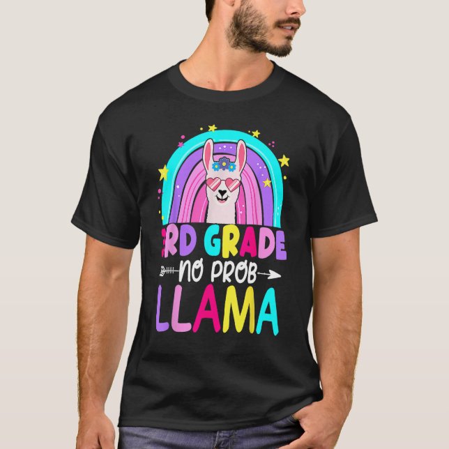 Camiseta 3rd Grade No Prob Llama Rainbow Back To School Tea (Frente)