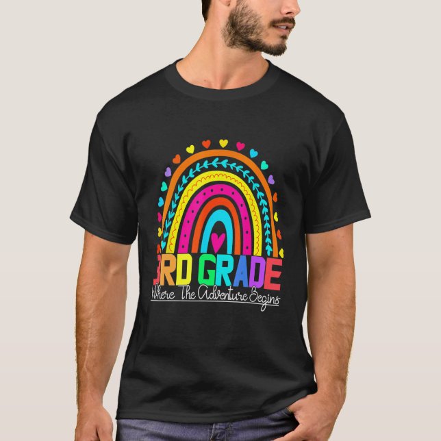 Camiseta 3rd grade rainbow leopard teacher team third grade (Frente)