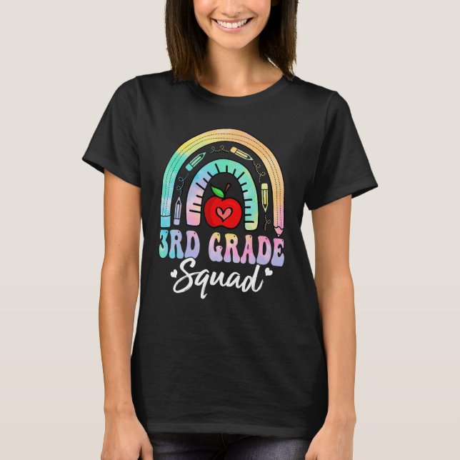 Camiseta 3rd Grade Squad Back To School Rainbow Teacher Gir (Frente)