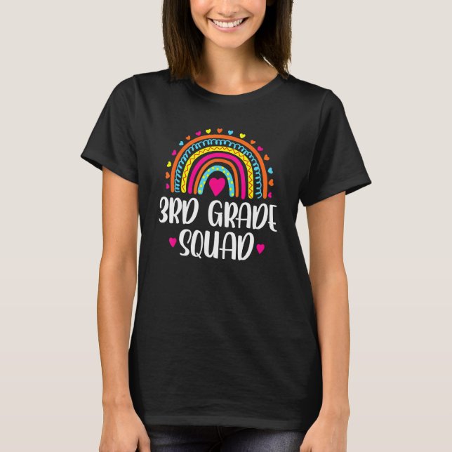 Camiseta 3rd Grade Squad Rainbow Back To School Teacher Wom (Frente)