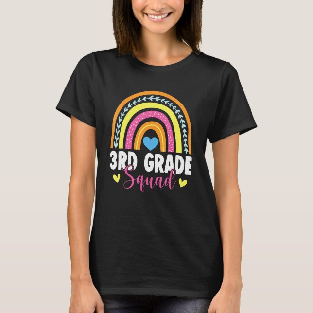 Camiseta 3rd Grade Squad Rainbow First Day Back To School (Frente)