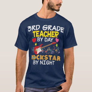 Camiseta 3rd Grade Teacher By Day Rockstar Night Third Back